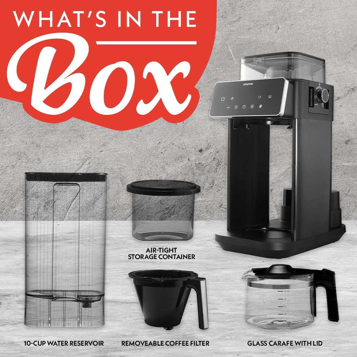 image:imageGourmia 10 Cup Grind amp Brew Coffee Maker BuiltIn Burr Grinder 3 Brew Strengths Programmable Digital Display Pause amp Serve Keep Warm Auto Shut Off Black