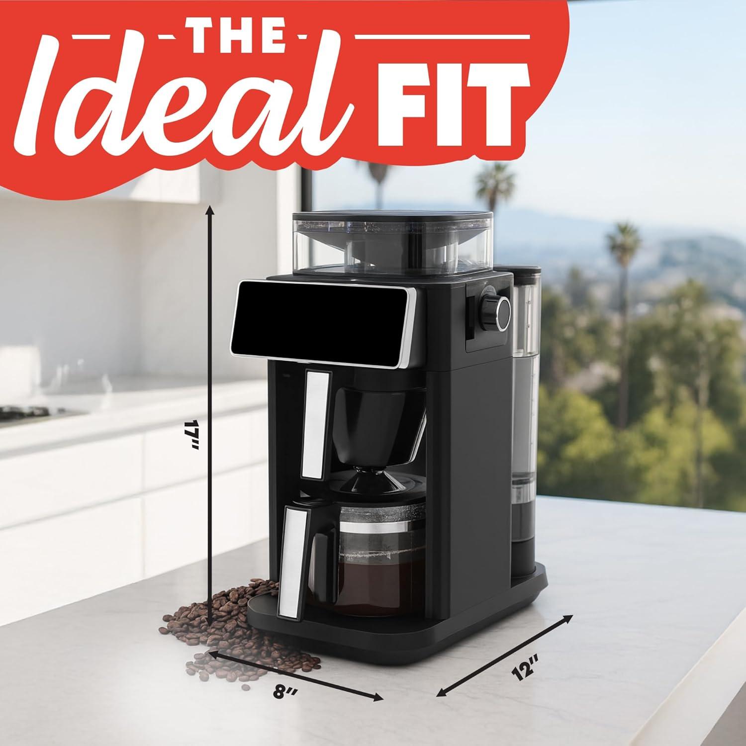 image:imageGourmia 10 Cup Grind amp Brew Coffee Maker BuiltIn Burr Grinder 3 Brew Strengths Programmable Digital Display Pause amp Serve Keep Warm Auto Shut Off Black