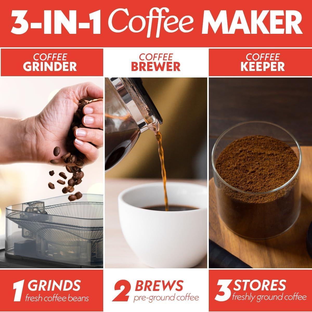 image:imageGourmia 10 Cup Grind amp Brew Coffee Maker BuiltIn Burr Grinder 3 Brew Strengths Programmable Digital Display Pause amp Serve Keep Warm Auto Shut Off Black