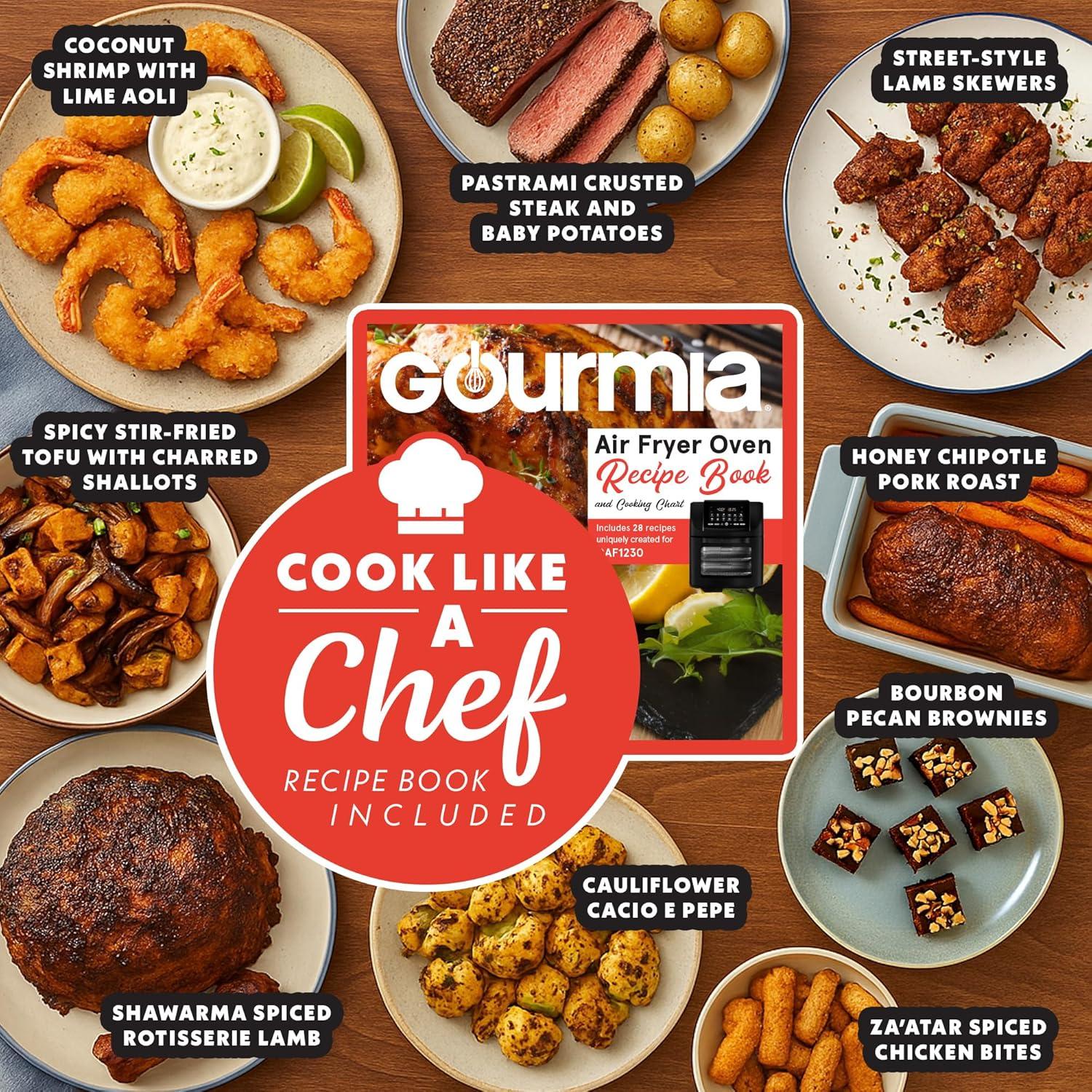 image:imageGourmia Air Fryer 14 Qt AllinOne Oven with Rotisserie Digital Display with 12 Presets Roast Bake Broil Dehydrate Dishwasher Safe Accessories Black