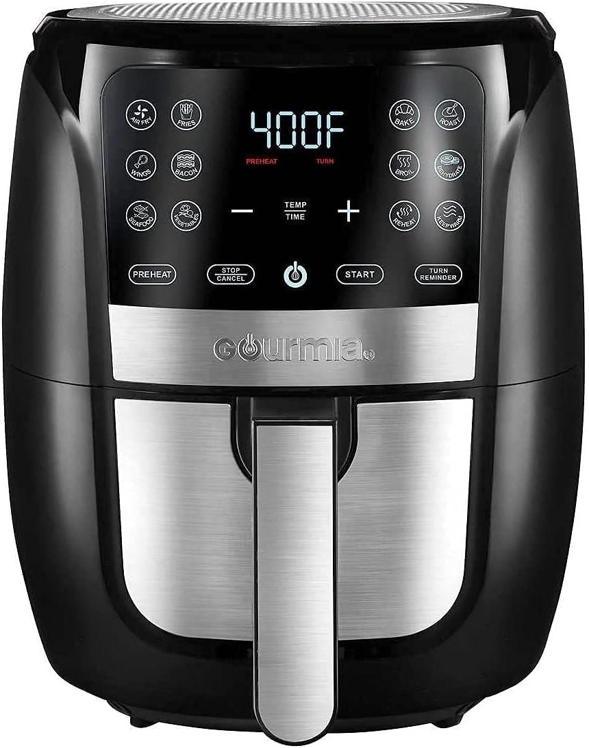 image:imageGourmia Air Fryer 7 Qt Large Capacity FryForce360 Digital Display with 10 Presets Roast Bake Broil Dehydrate Dishwasher Safe Accessories BlackBlack