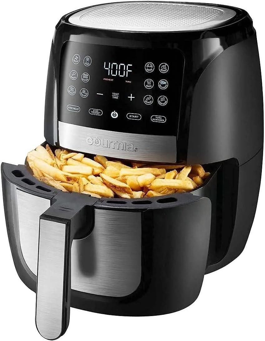 image:imageGourmia Air Fryer 7 Qt Large Capacity FryForce360 Digital Display with 10 Presets Roast Bake Broil Dehydrate Dishwasher Safe Accessories BlackBlack