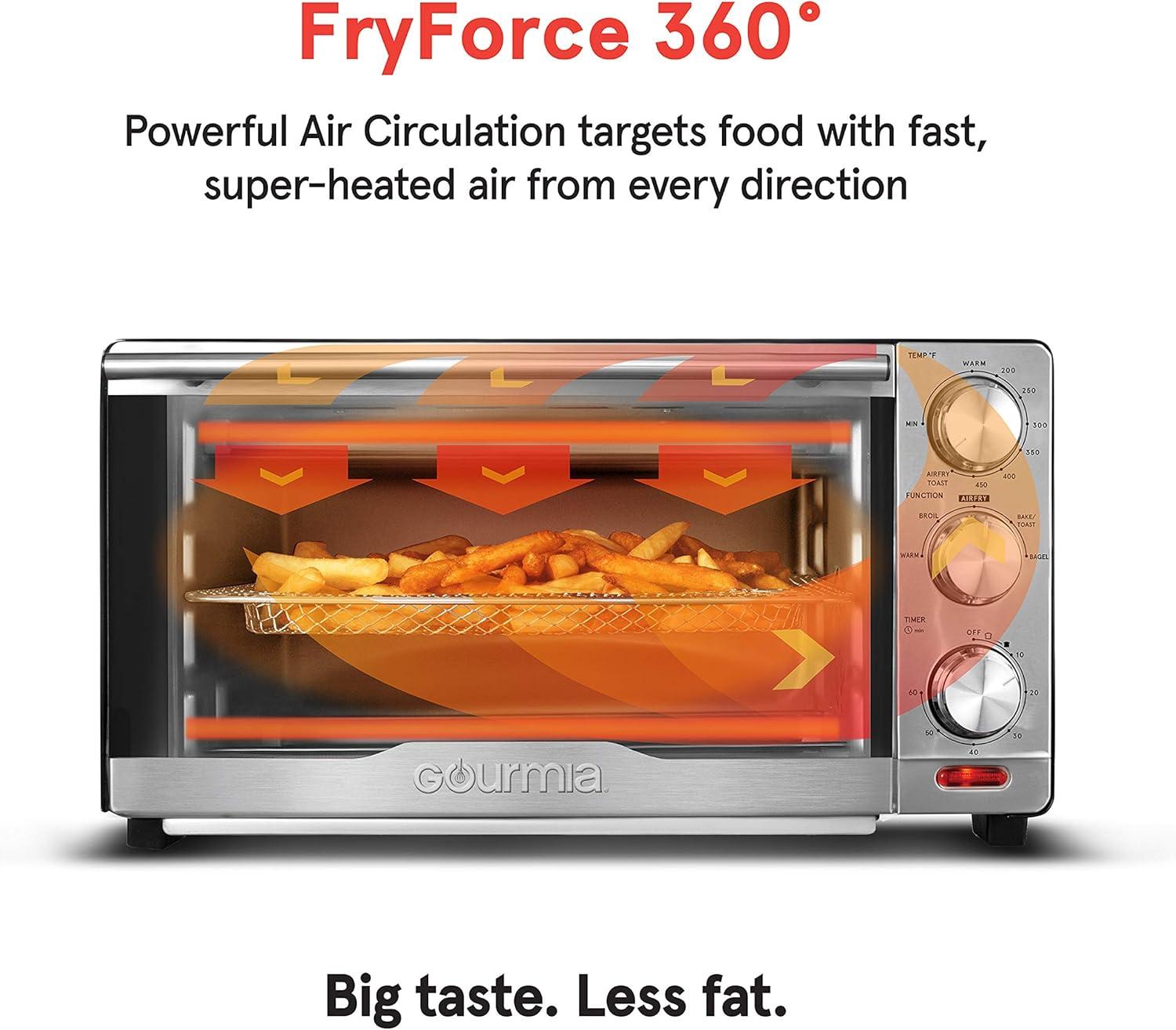 image:imageGourmia Toaster Oven Air Fryer Combo 17 cooking presets 1700W french door digital air fryer oven 24L capacity accessories convection rack baking pan tray recipe book GTF7460LargeBlackSilver