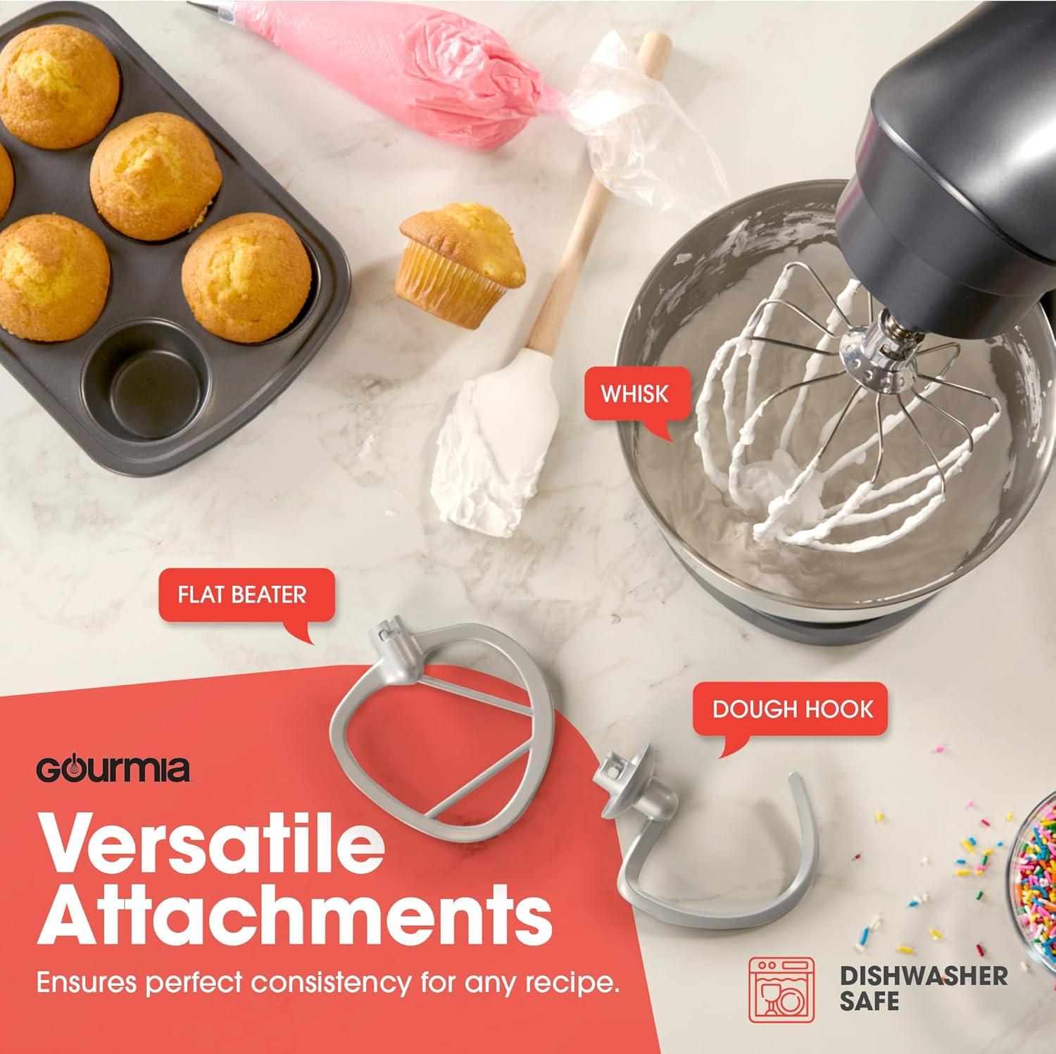 image:imageGourmia 5 Quart 10Speed Electric Stand Mixer with Bowl Shield Dough Hook Whisk and Beater Household Kitchen Standing Dough Maker Machine5 QT