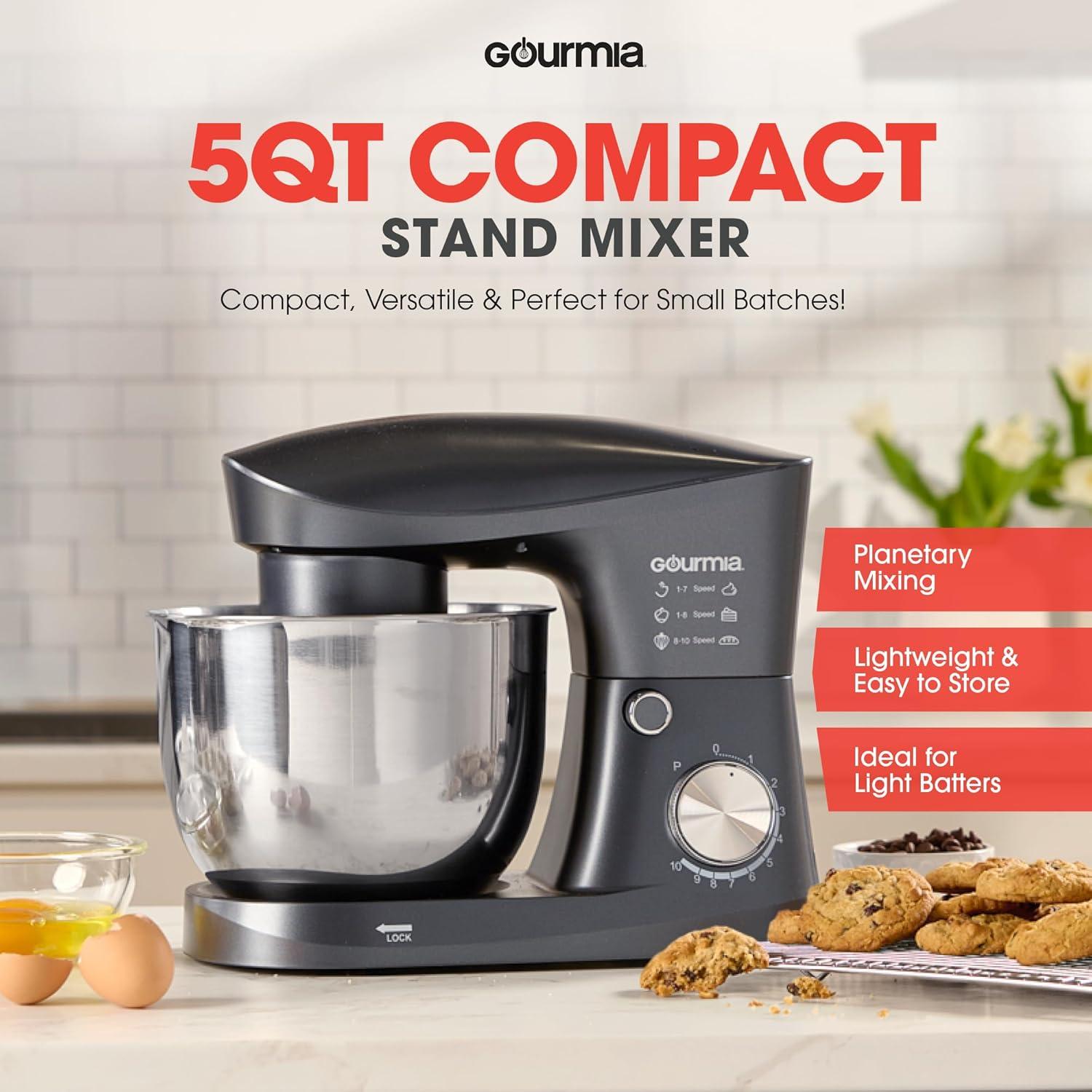 image:imageGourmia 5 Quart 10Speed Electric Stand Mixer with Bowl Shield Dough Hook Whisk and Beater Household Kitchen Standing Dough Maker Machine5 QT