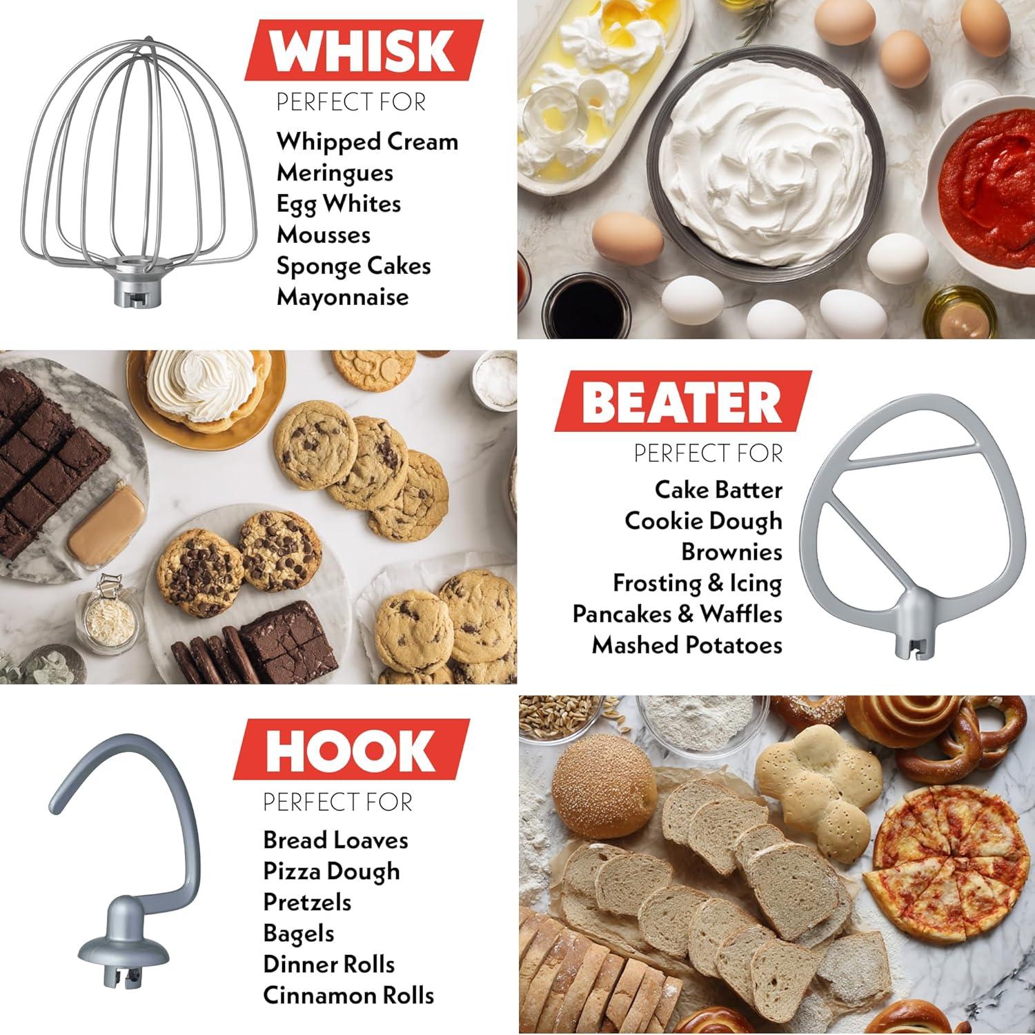 image:imageGourmia Digital Stand Mixer 7 QT TiltHead Kitchen Mixer with LED Timer 10 Speeds Stainless Steel Bowl Attachments Included 800W Silver