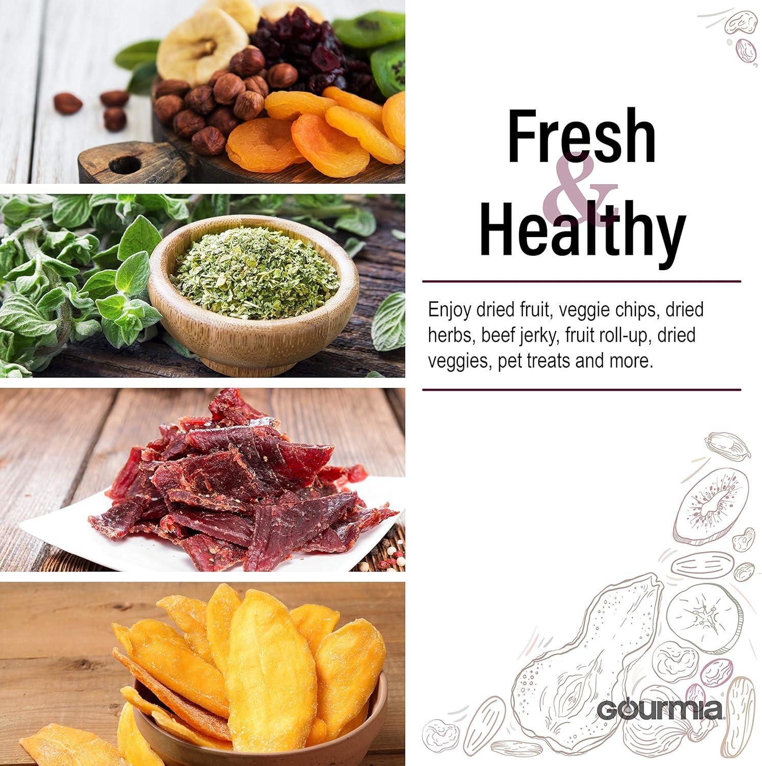 image:imageGourmia 8 Tray Digital Food Dehydrator 360 Airflow 30 Minute24 Hour Timer Glass Door Jerky Fruits Veggies amp More 95F185F 625W Stainless Steel6 Tray