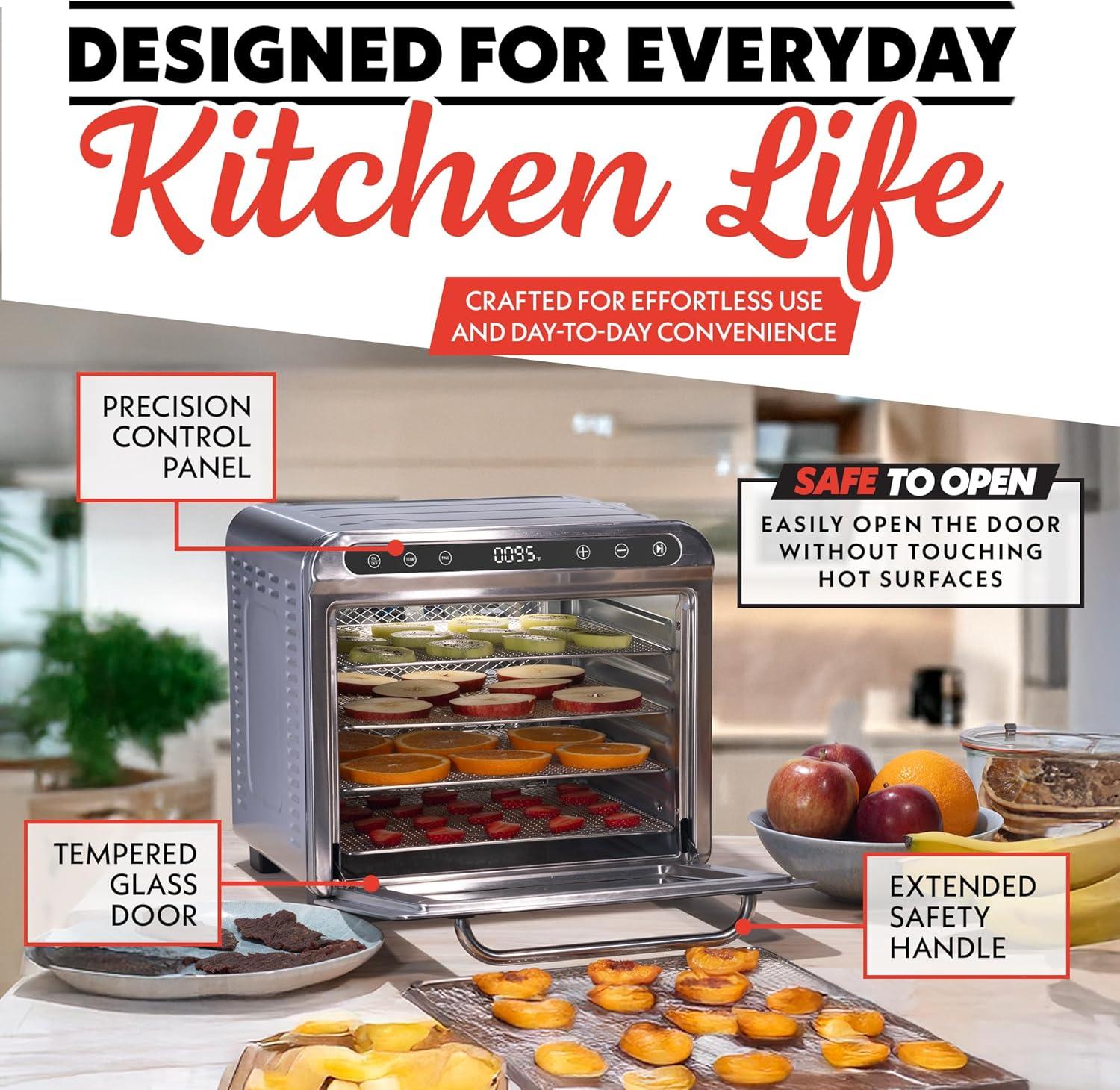 image:imageGourmia 8 Tray Digital Food Dehydrator 360 Airflow 30 Minute24 Hour Timer Glass Door Jerky Fruits Veggies amp More 95F185F 625W Stainless Steel8 Tray
