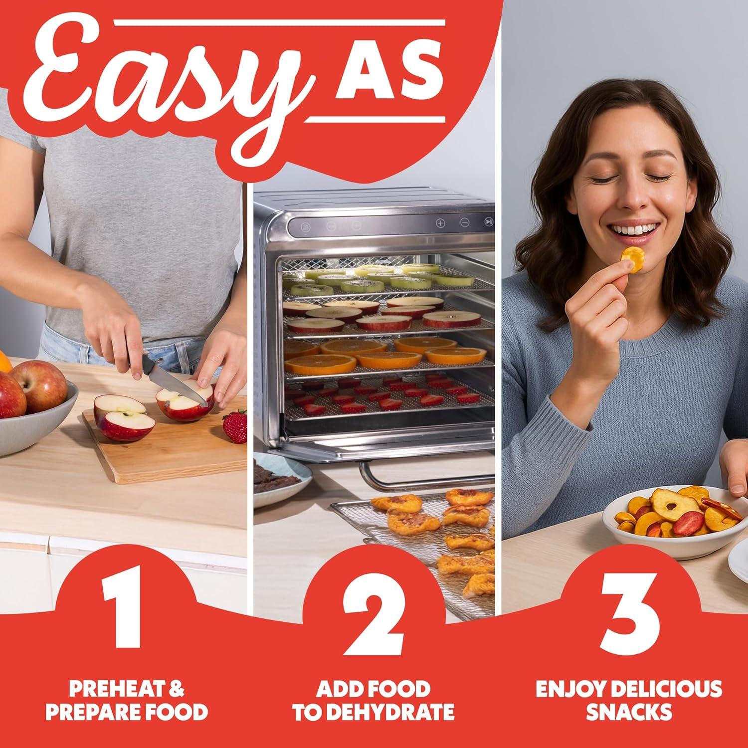 image:imageGourmia 8 Tray Digital Food Dehydrator 360 Airflow 30 Minute24 Hour Timer Glass Door Jerky Fruits Veggies amp More 95F185F 625W Stainless Steel8 Tray