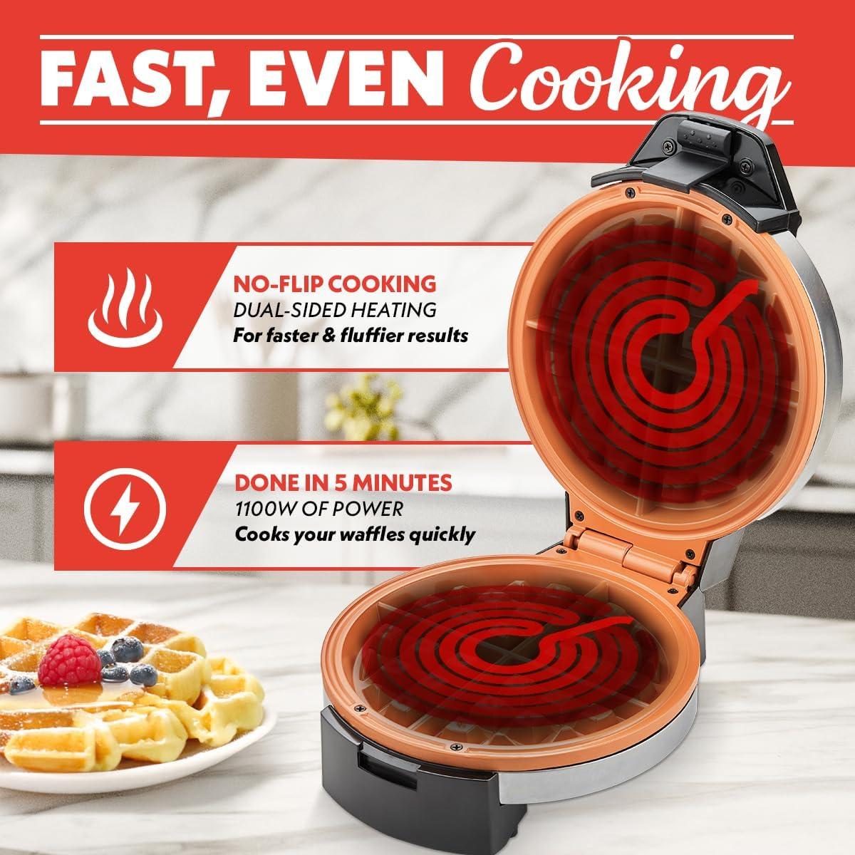 image:imageGourmia Belgian Waffle Maker Compact Design with Upright Storage Adjustable Browning and EasyClean Nonstick Ceramic Plates Stainless Steel