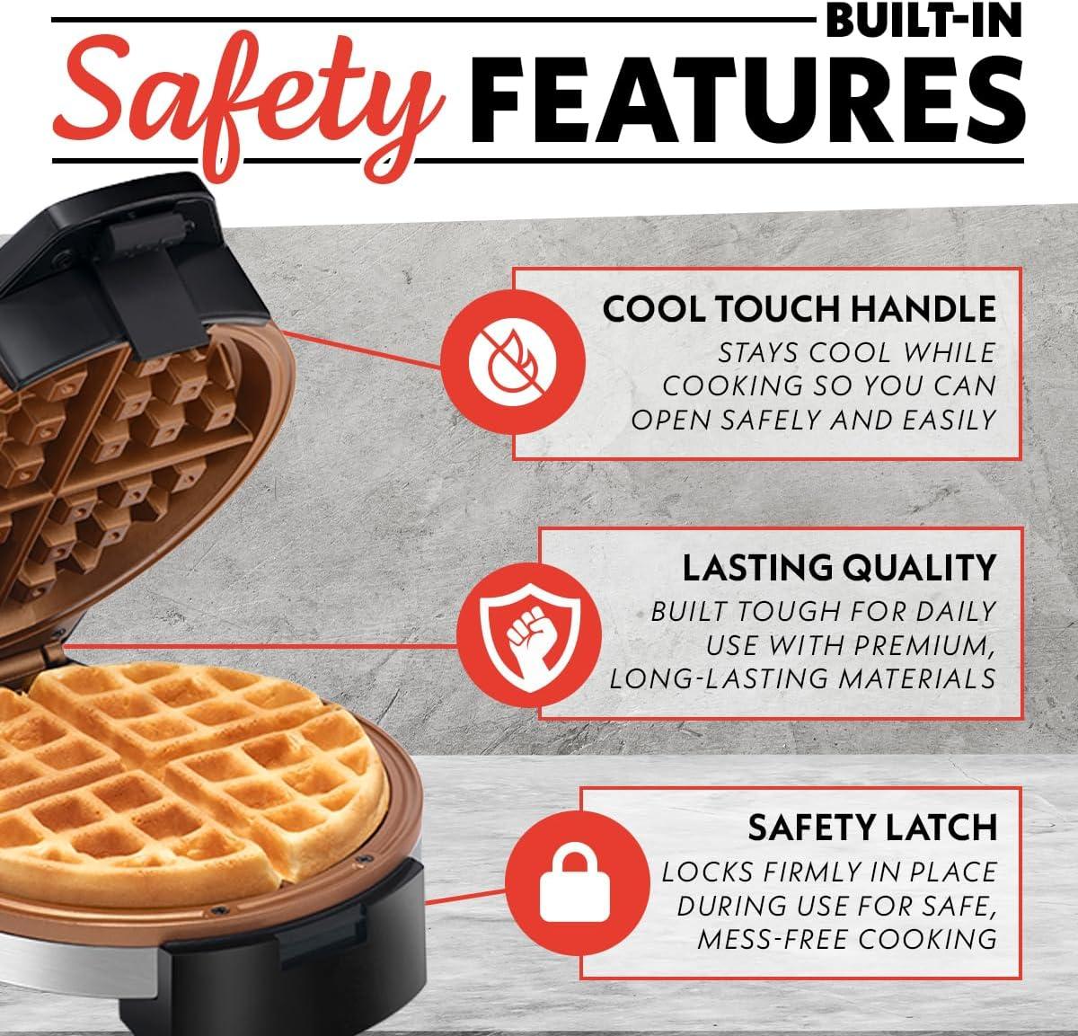 image:imageGourmia Belgian Waffle Maker Compact Design with Upright Storage Adjustable Browning and EasyClean Nonstick Ceramic Plates Stainless Steel