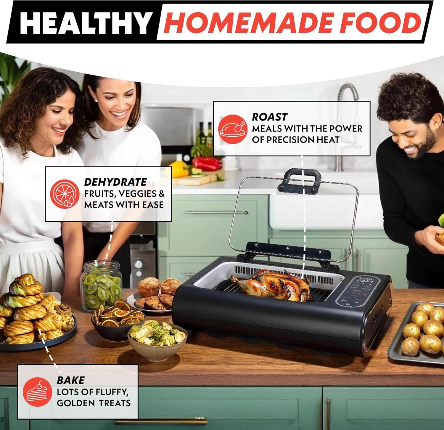 image:imageGourmia Smokeless Indoor Grill amp Air Fryer raclette grill with Smoke Extracting Technology for indoor grill ExtraLarge Nonstick Cooking electric grill indoor Korean BBQ Style 6 Quart FoodStation6Q