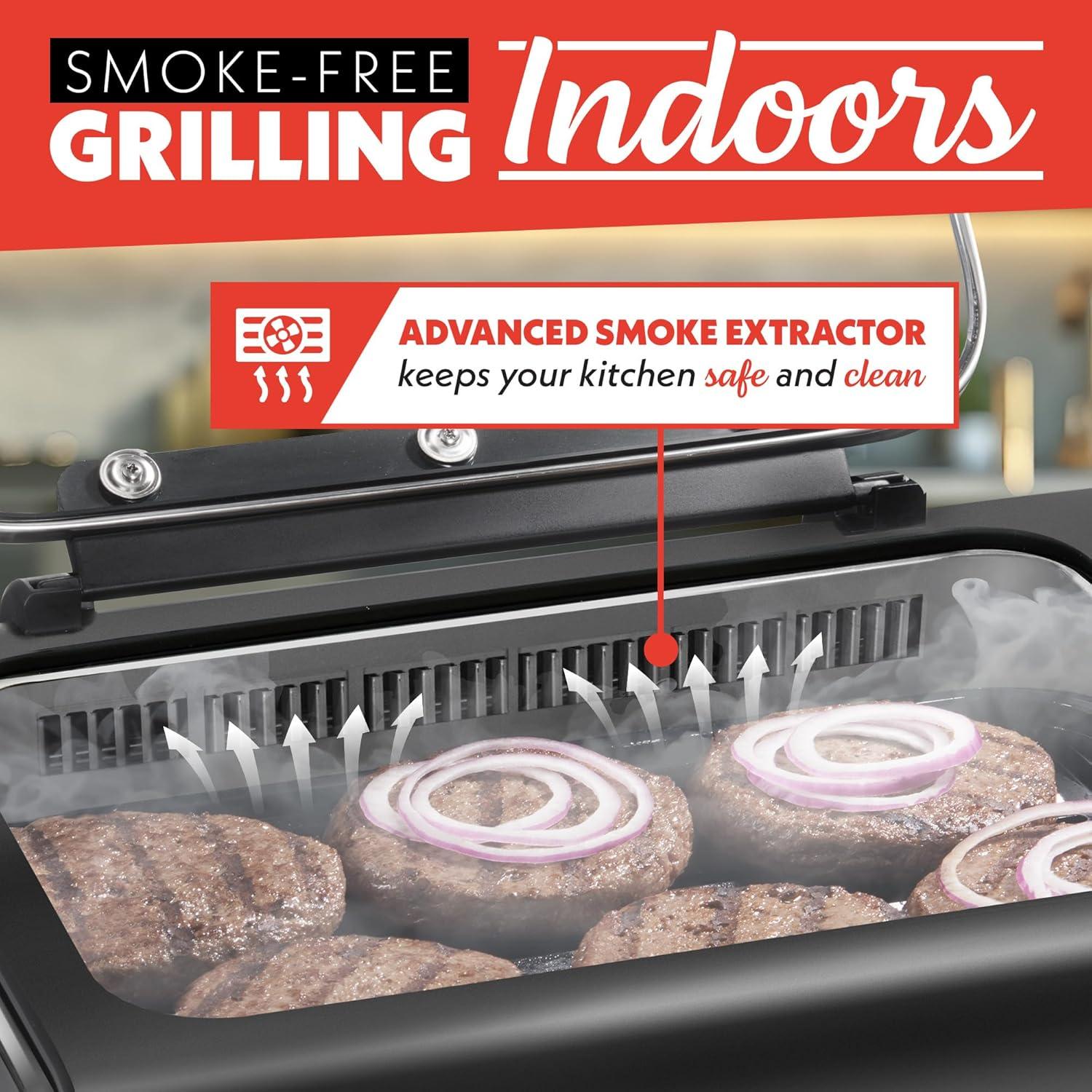 image:imageGourmia Smokeless Indoor Grill amp Air Fryer raclette grill with Smoke Extracting Technology for indoor grill ExtraLarge Nonstick Cooking electric grill indoor Korean BBQ Style 6 Quart FoodStation6Q