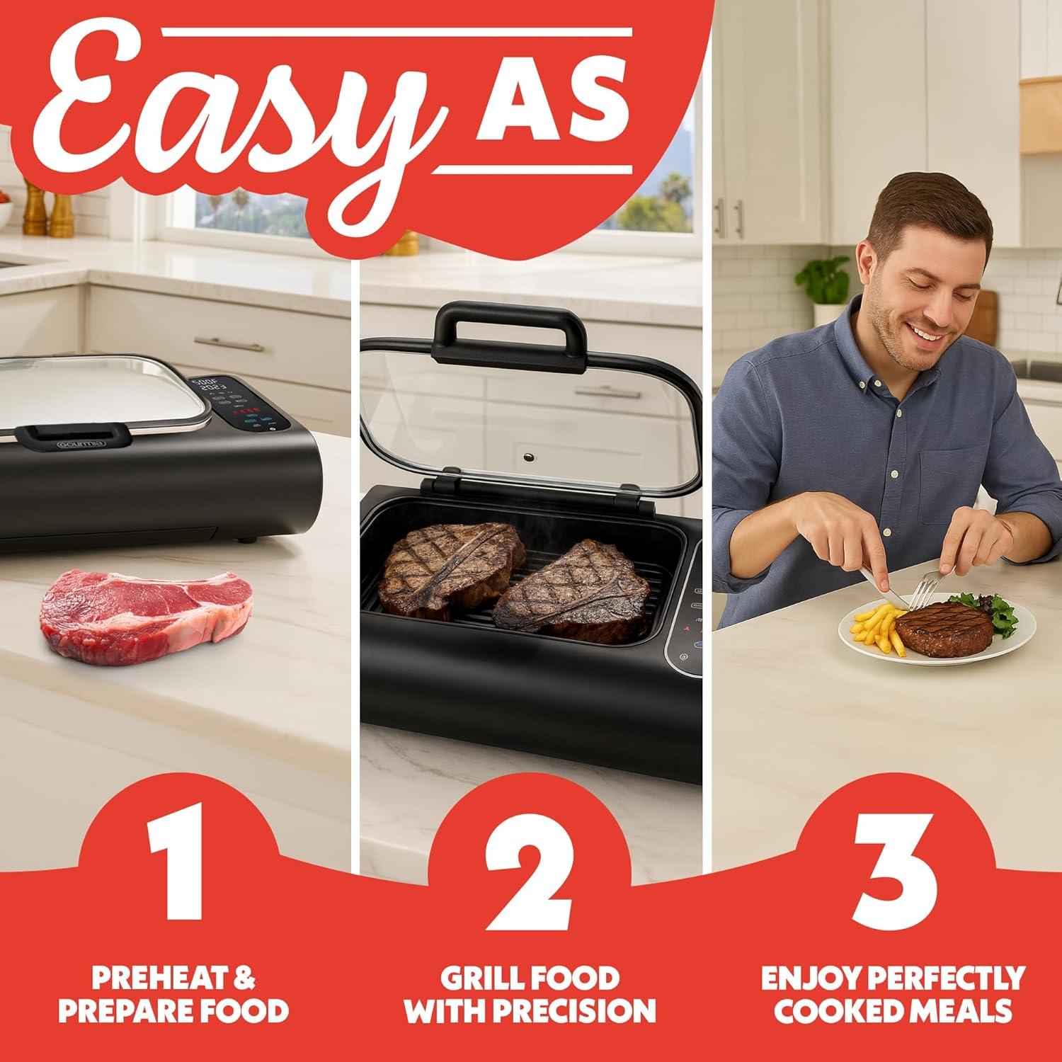 image:imageGourmia Smokeless Indoor Grill amp Air Fryer raclette grill with Smoke Extracting Technology for indoor grill ExtraLarge Nonstick Cooking electric grill indoor Korean BBQ Style 6 Quart FoodStation6Q
