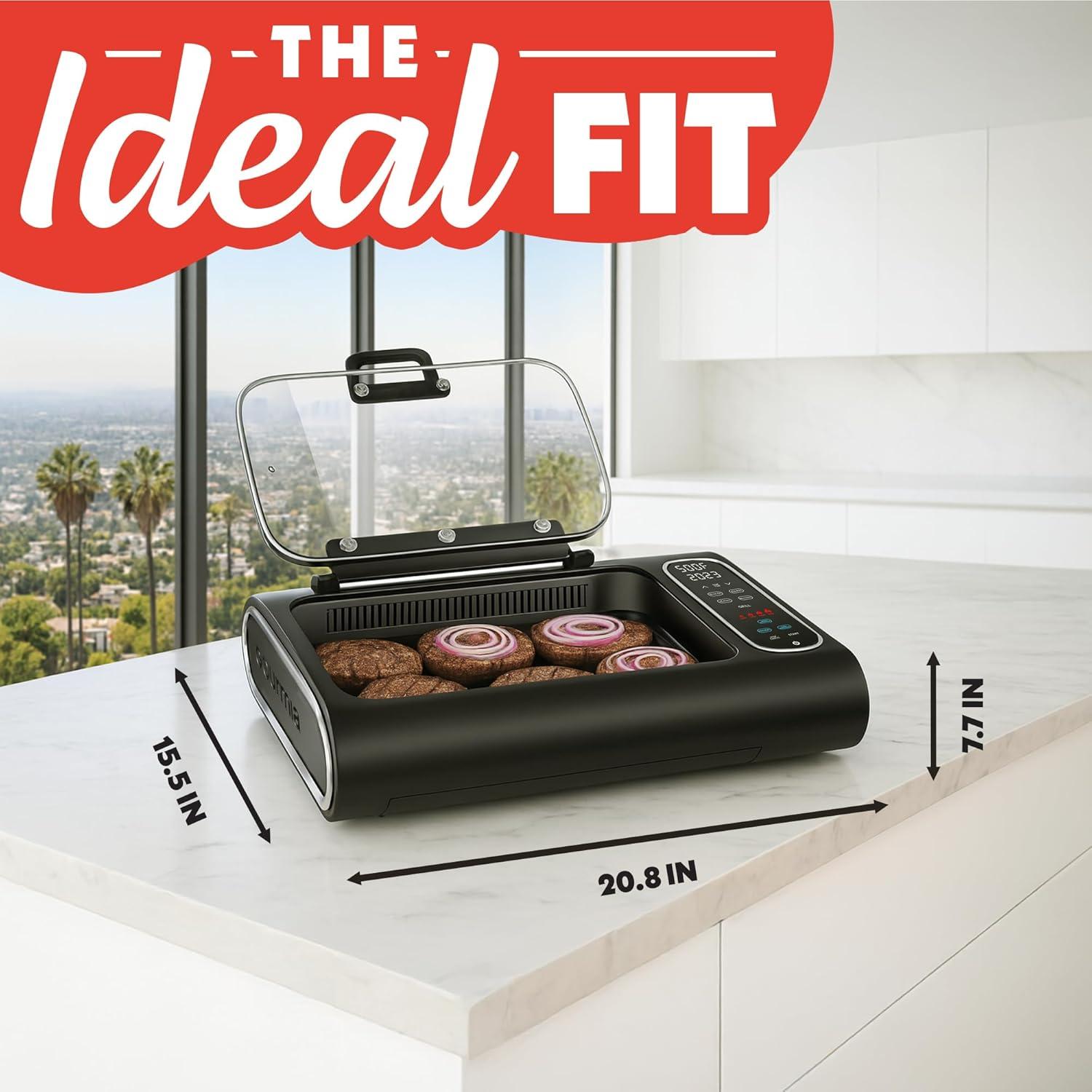 image:imageGourmia Smokeless Indoor Grill amp Air Fryer raclette grill with Smoke Extracting Technology for indoor grill ExtraLarge Nonstick Cooking electric grill indoor Korean BBQ Style 6 Quart FoodStation6Q