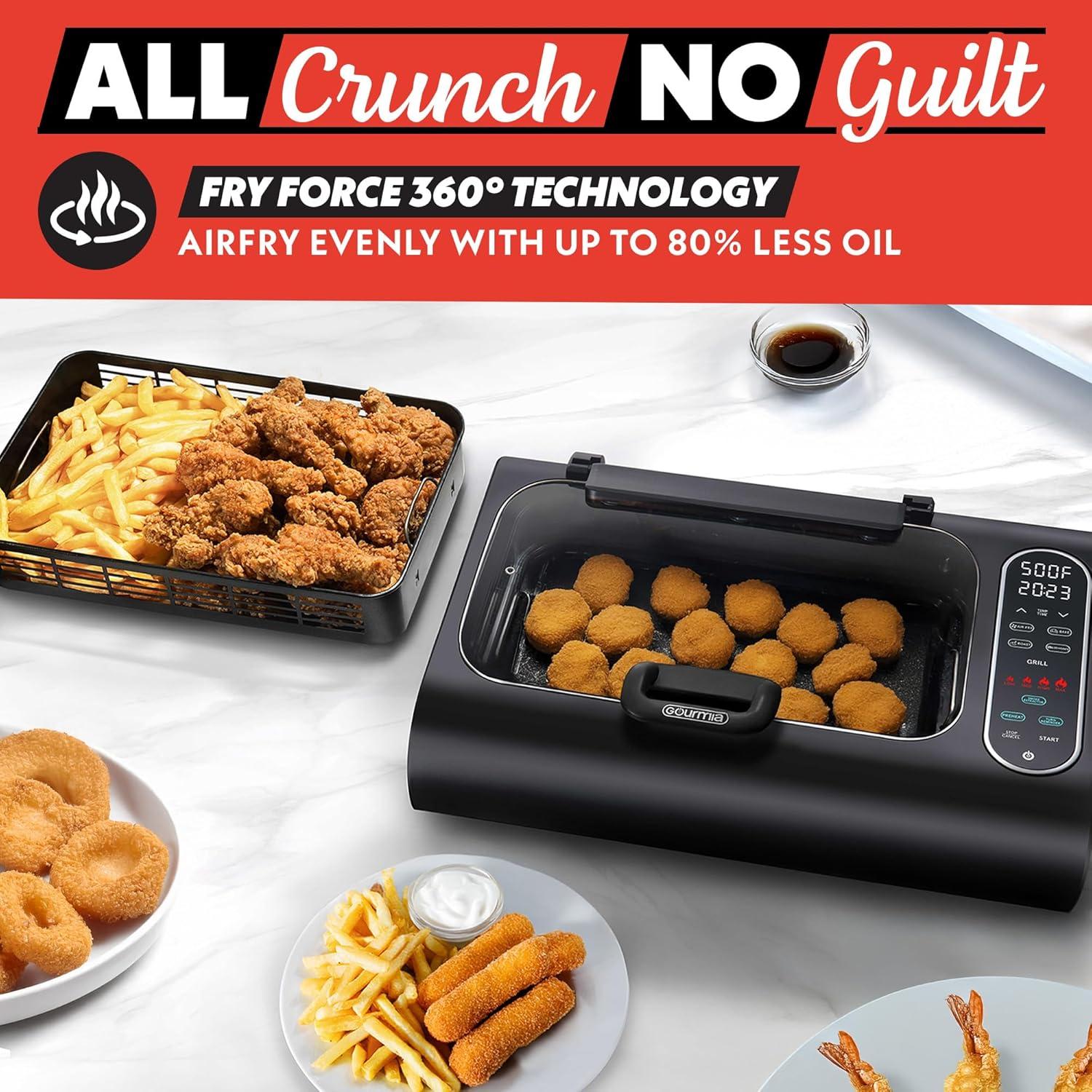 image:imageGourmia Smokeless Indoor Grill amp Air Fryer raclette grill with Smoke Extracting Technology for indoor grill ExtraLarge Nonstick Cooking electric grill indoor Korean BBQ Style 6 Quart FoodStation6Q