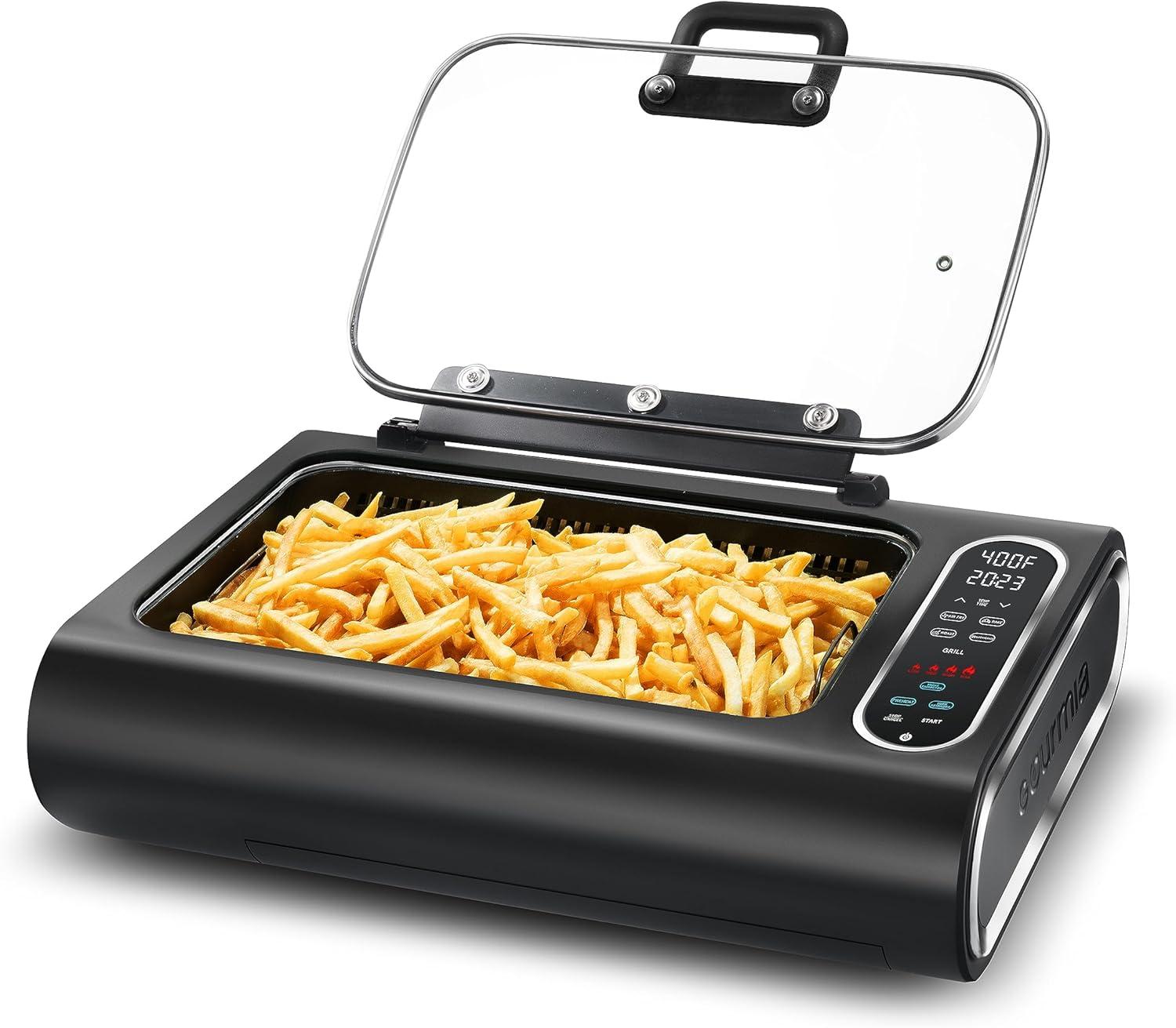 image:imageGourmia Smokeless Indoor Grill amp Air Fryer raclette grill with Smoke Extracting Technology for indoor grill ExtraLarge Nonstick Cooking electric grill indoor Korean BBQ Style 6 Quart FoodStation6Q