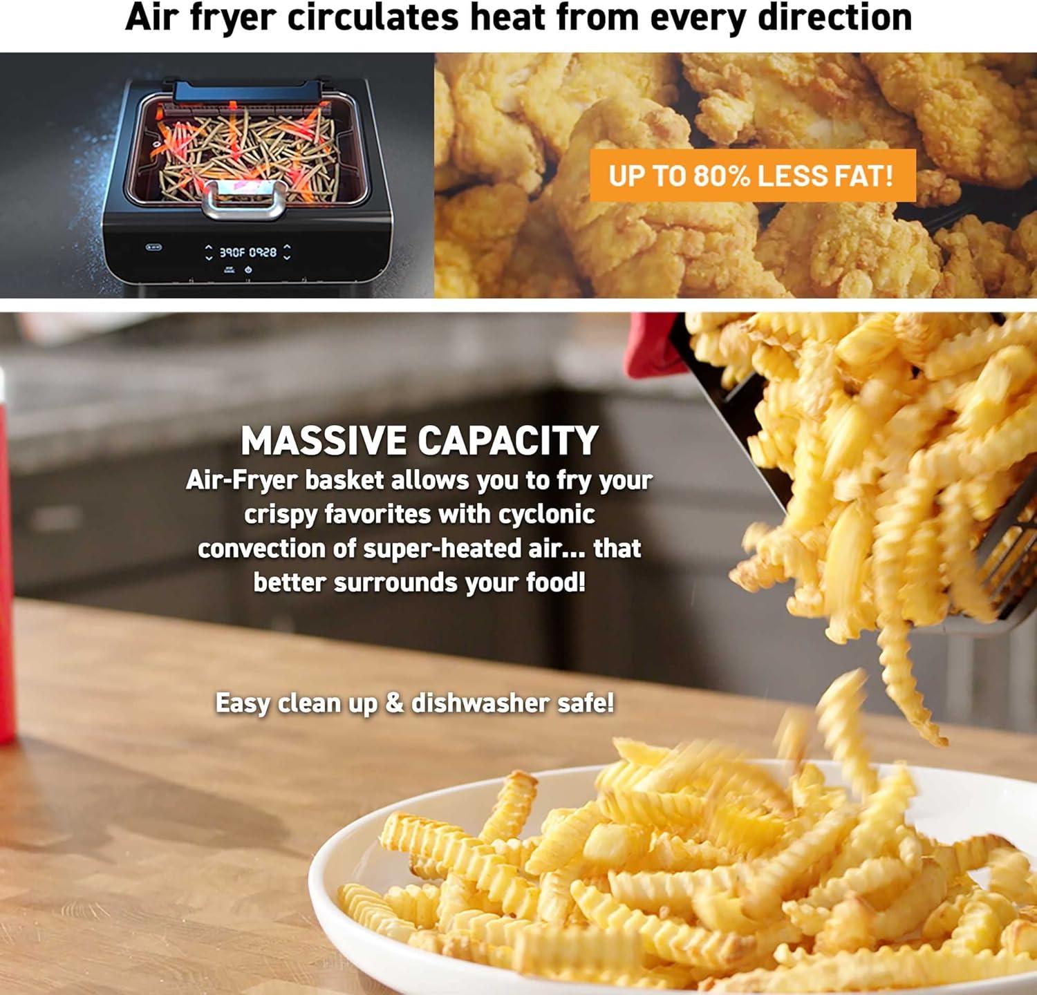 image:imageGourmia Smokeless Indoor Grill amp Air Fryer raclette grill with Smoke Extracting Technology for indoor grill ExtraLarge Nonstick Cooking electric grill indoor Korean BBQ Style 6 Quart FoodStationAir Fryer Grill 6 QT