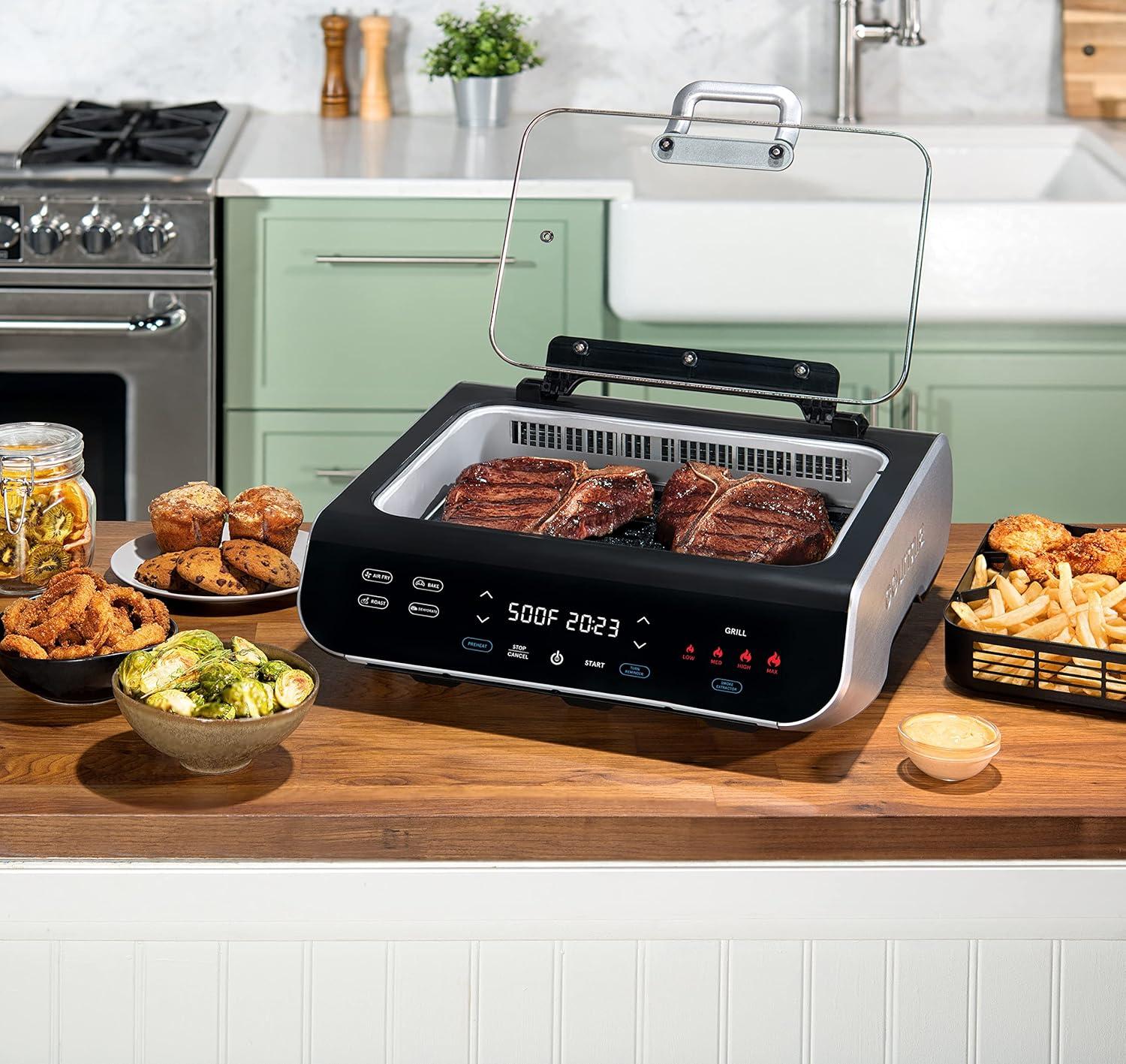 image:imageGourmia Smokeless Indoor Grill amp Air Fryer raclette grill with Smoke Extracting Technology for indoor grill ExtraLarge Nonstick Cooking electric grill indoor Korean BBQ Style 6 Quart FoodStationAir Fryer Grill 6 QT