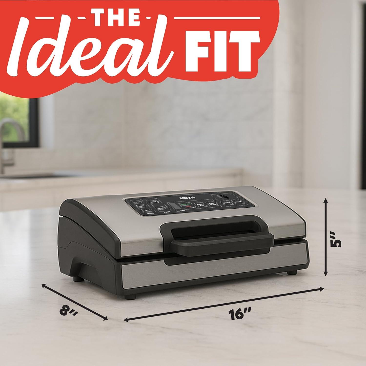 image:imageGourmia Vacuum Sealer Food Preservation System with Marinate Mode and Vacuum Hose Pulse Control LED Display BuiltIn Cutter Gentle amp Normal Vacuum Options Stainless Steel