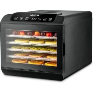 Gourmia 8 Tray Digital Food Dehydrator – 360° Airflow, 30 Minute–24 Hour Timer, Glass Door, Jerky, Fruits, Veggies & More, 95°F–185°F, 625W, Stainless Steel(6 Tray)