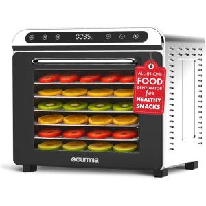Gourmia 8 Tray Digital Food Dehydrator – 360° Airflow, 30 Minute–24 Hour Timer, Glass Door, Jerky, Fruits, Veggies & More, 95°F–185°F, 625W, Stainless Steel(8 Tray)