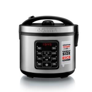 Gourmia Rice Cooker – 5 Qt Capacity, 20 Cup Cooked, 10 Cup Uncooked, Digital Controls, 6 Cooking Presets, Grain Cooker & Steamer, Nonstick Pot, Steam Tray, Delay Timer, Keep Warm, Stainless Steel(3 Quart)