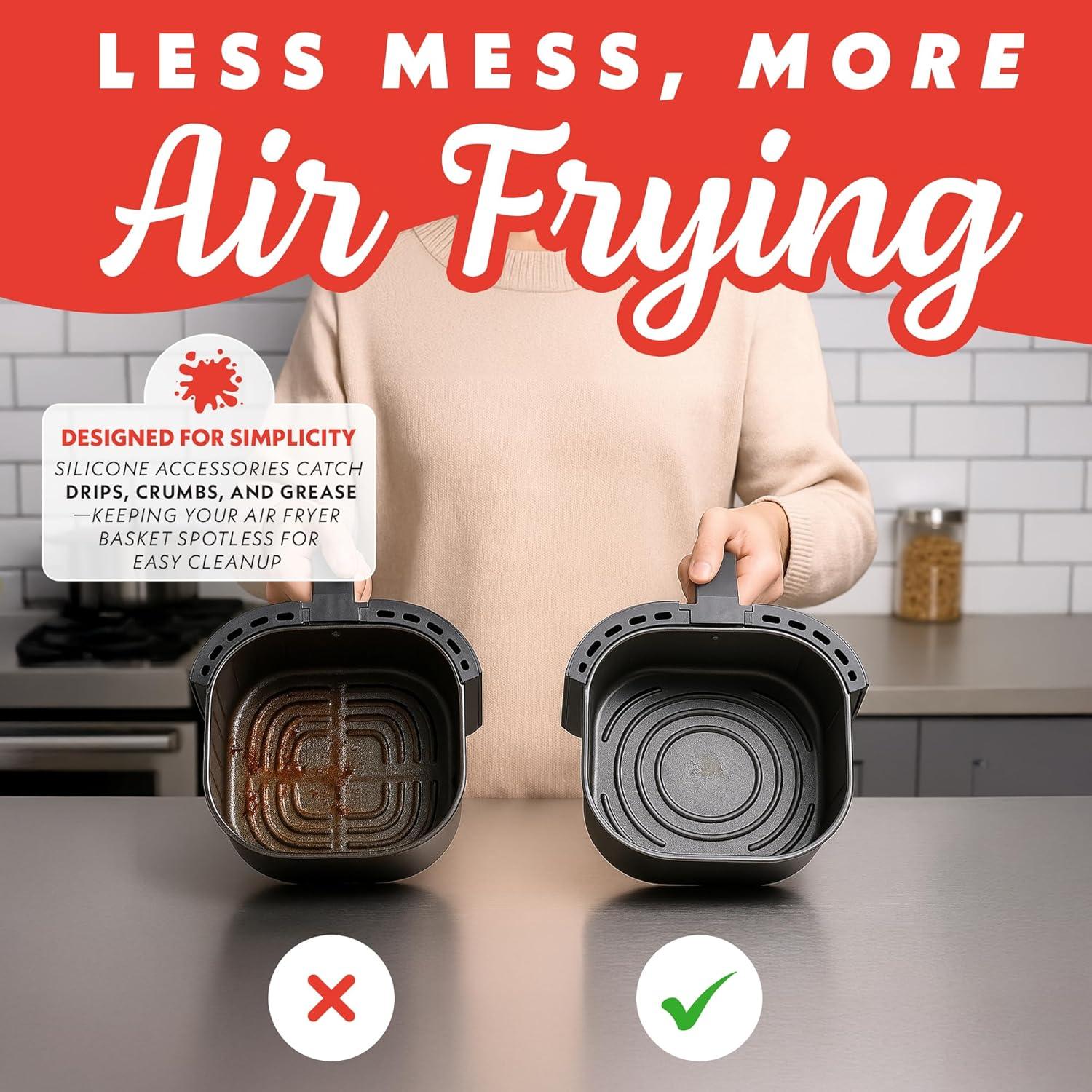 image:imageGourmia Air Fryer Accessories Set 3 Piece Silicone Liner Egg Bite Cooker 7Hole Cupcake Mold BPAFree Nonstick Heat Resistant 445F Dishwasher Safe Food Grade