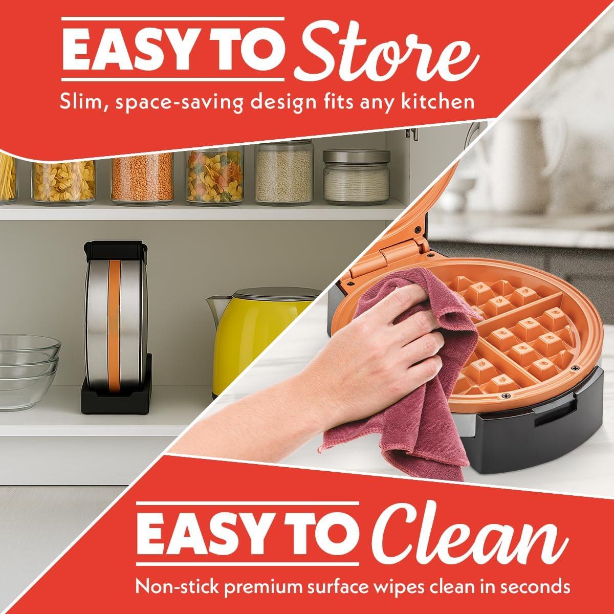 image:imageGourmia Belgian Waffle Maker Nonstick Adjustable Browning Control Cool Touch Handle Indicator Lights Quick Heat amp Upright Storage Compact 1100W Stainless SteelStainless Steel