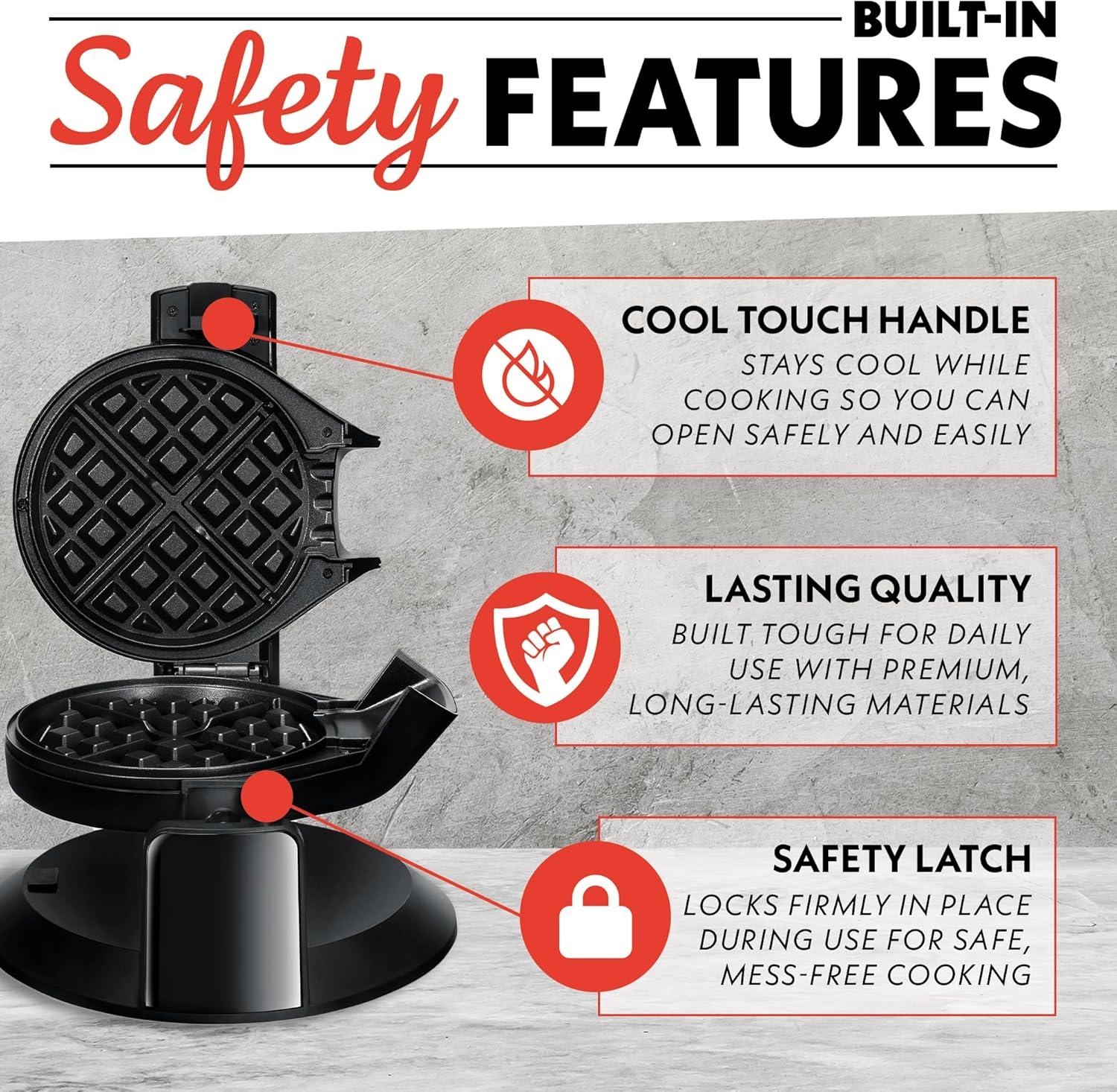 image:imageGourmia Belgian Waffle Maker Nonstick Adjustable Browning Control Cool Touch Handle Indicator Lights Quick Heat amp Upright Storage Compact 1100W Stainless SteelBlack