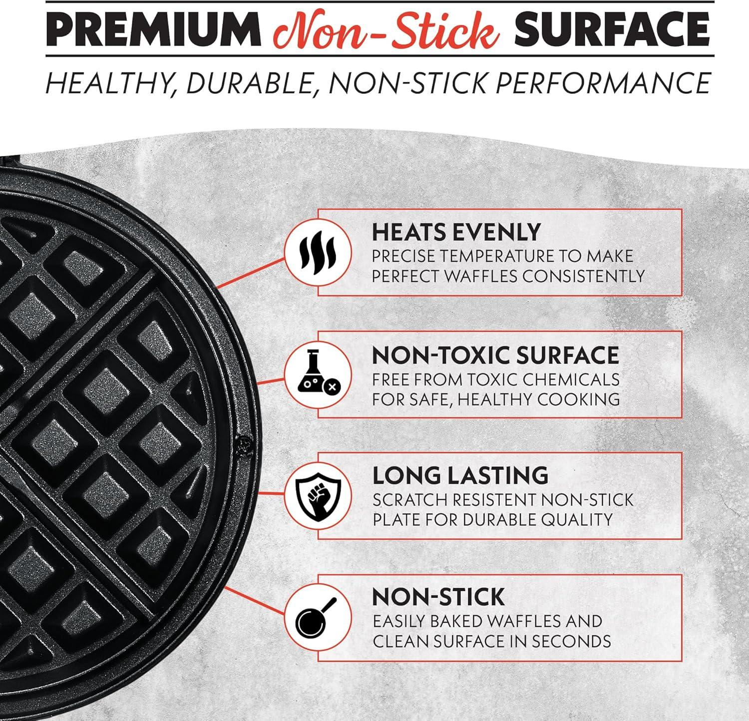 image:imageGourmia Belgian Waffle Maker Nonstick Adjustable Browning Control Cool Touch Handle Indicator Lights Quick Heat amp Upright Storage Compact 1100W Stainless SteelBlack