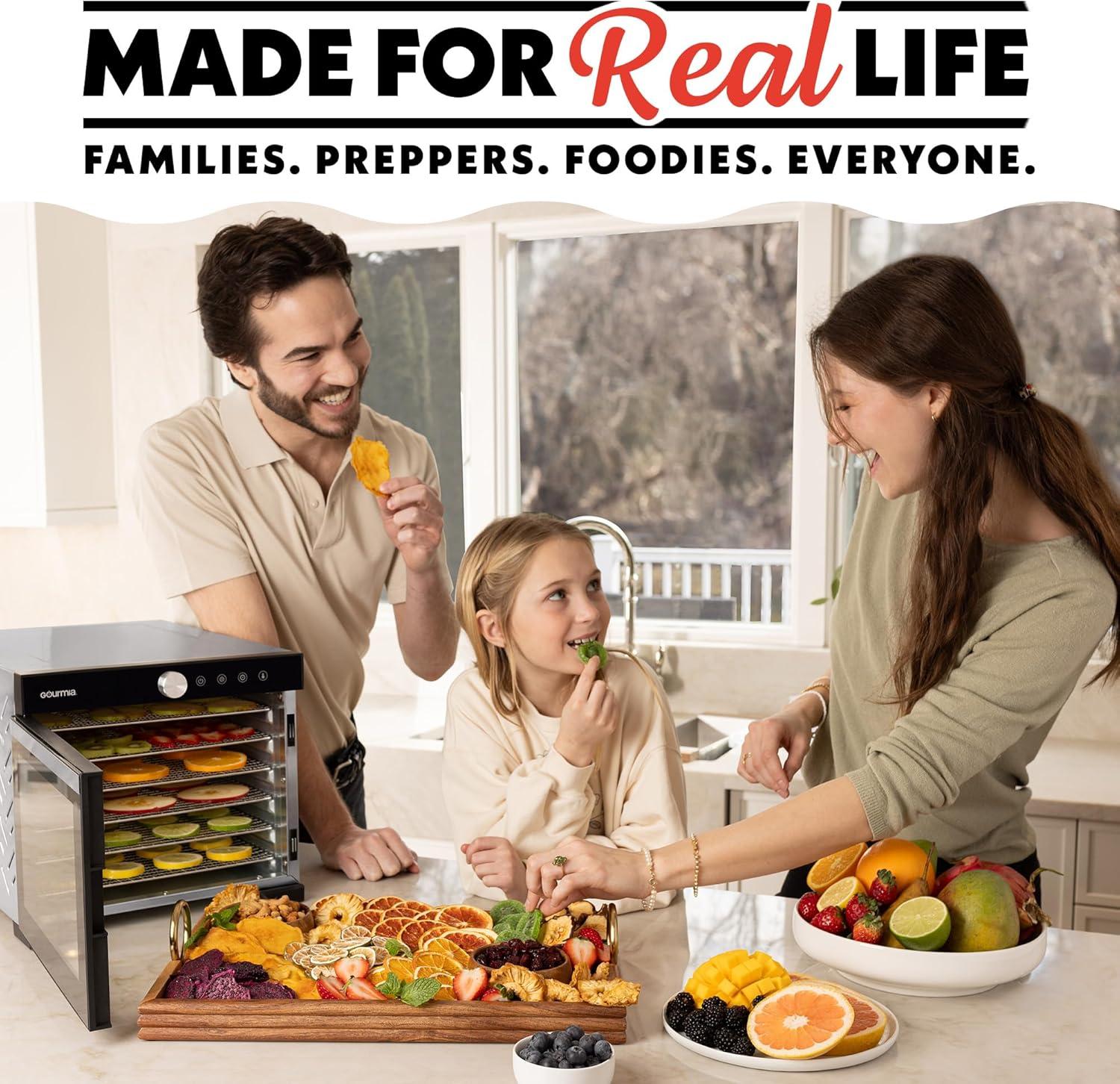 image:imageGourmia Digital Food Dehydrator 6 Stainless Steel Trays 360 Airflow OneTouch Presets Adjustable Temp 95165F Timer Glass Door Quiet Operation 600W Healthy Snacks Jerky Fruits amp More