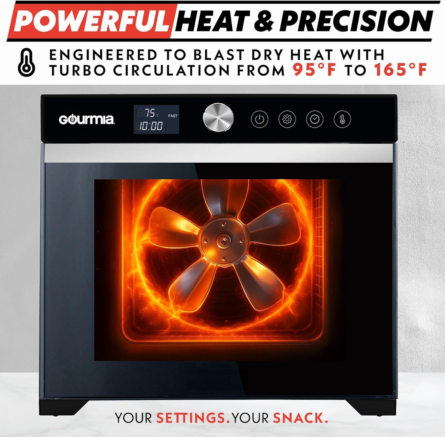 image:imageGourmia Digital Food Dehydrator 6 Stainless Steel Trays 360 Airflow OneTouch Presets Adjustable Temp 95165F Timer Glass Door Quiet Operation 600W Healthy Snacks Jerky Fruits amp More