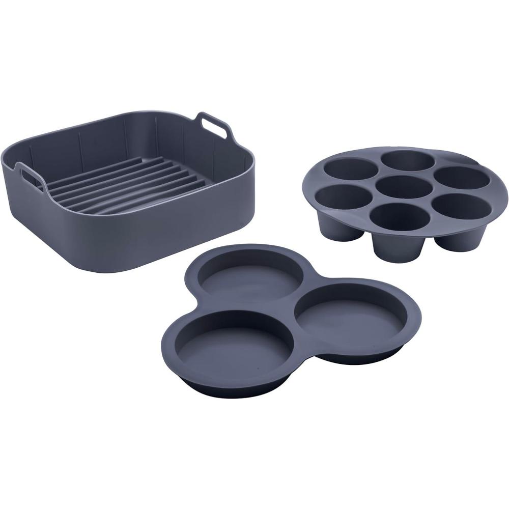 image:imageGourmia Air Fryer Accessories Set 3 Piece Silicone Liner Egg Bite Cooker 7Hole Cupcake Mold BPAFree Nonstick Heat Resistant 445F Dishwasher Safe Food Grade
