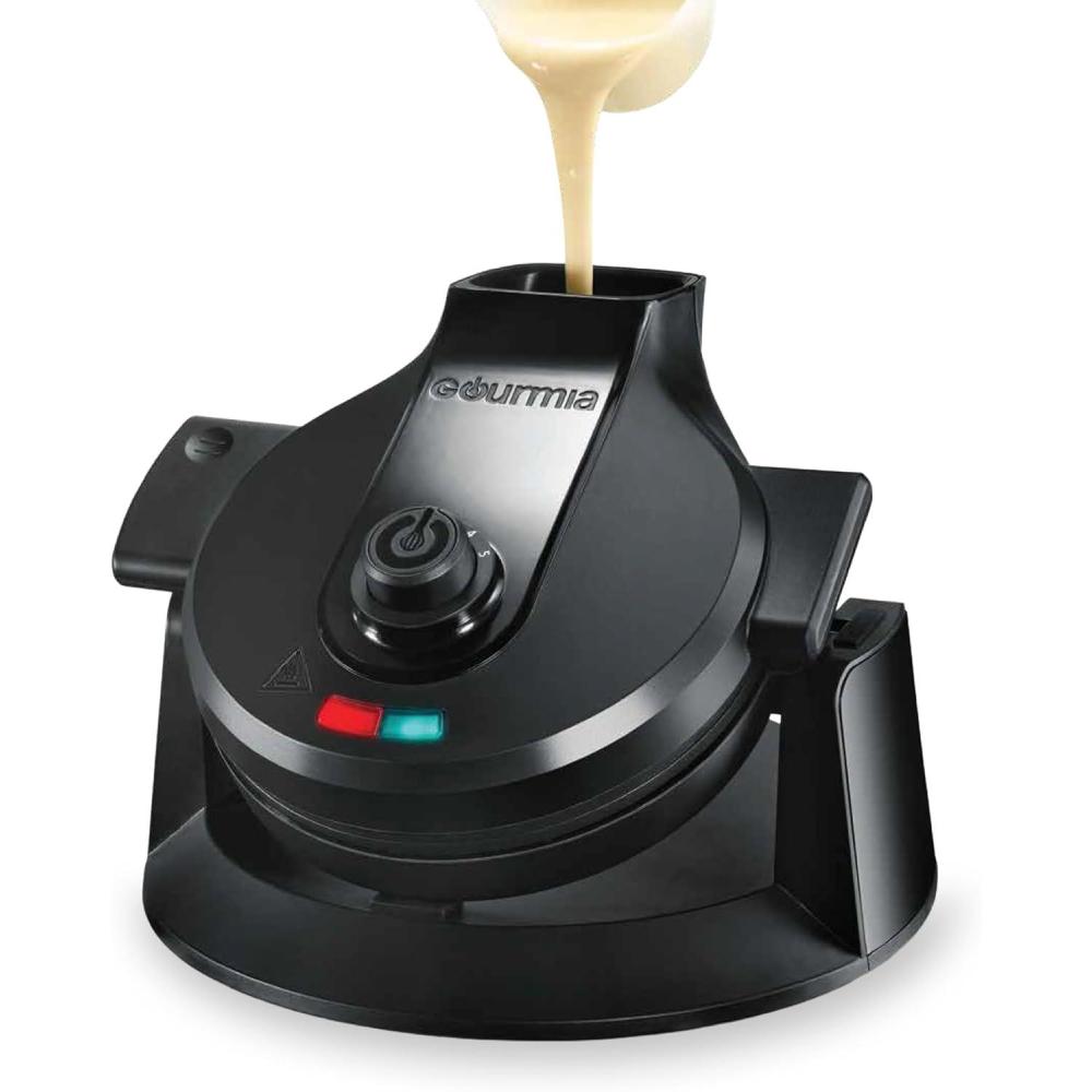 image:imageGourmia Belgian Waffle Maker Nonstick Adjustable Browning Control Cool Touch Handle Indicator Lights Quick Heat amp Upright Storage Compact 1100W Stainless SteelBlack