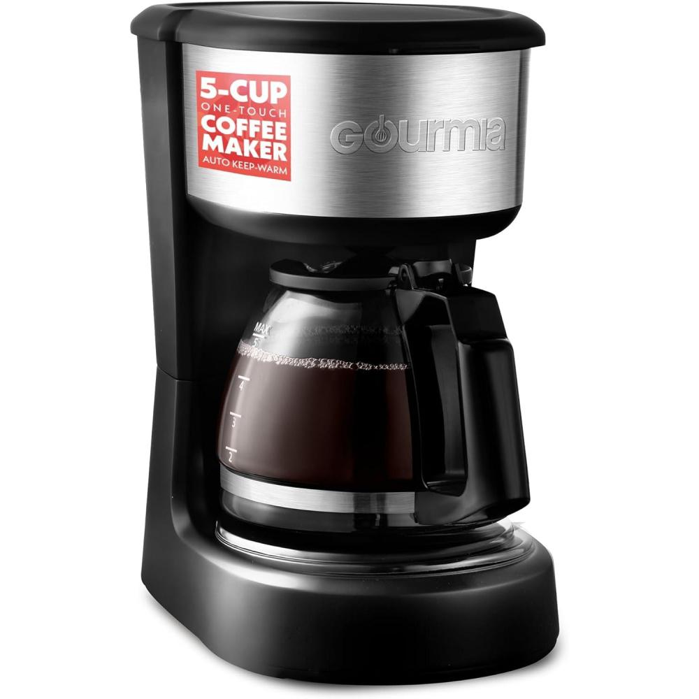 image:imageGourmia Coffee Maker 5 Cup OneTouch Brew Pause amp Serve Automatic Keep Warm Stainless Steel Accents Black